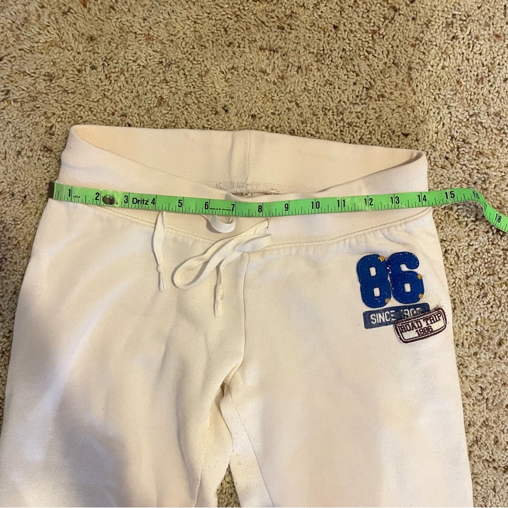 Y2K White Victoria’s Secret Pink sweatpants with blue accents size XS - Picture 6 of 7